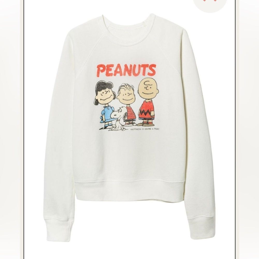 Re/Done Peanuts raglan sweatshirt classic crew neck soft top $228 Sz S
